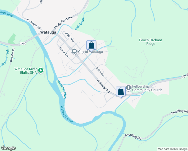 map of restaurants, bars, coffee shops, grocery stores, and more near 655 Watauga Road in Watauga