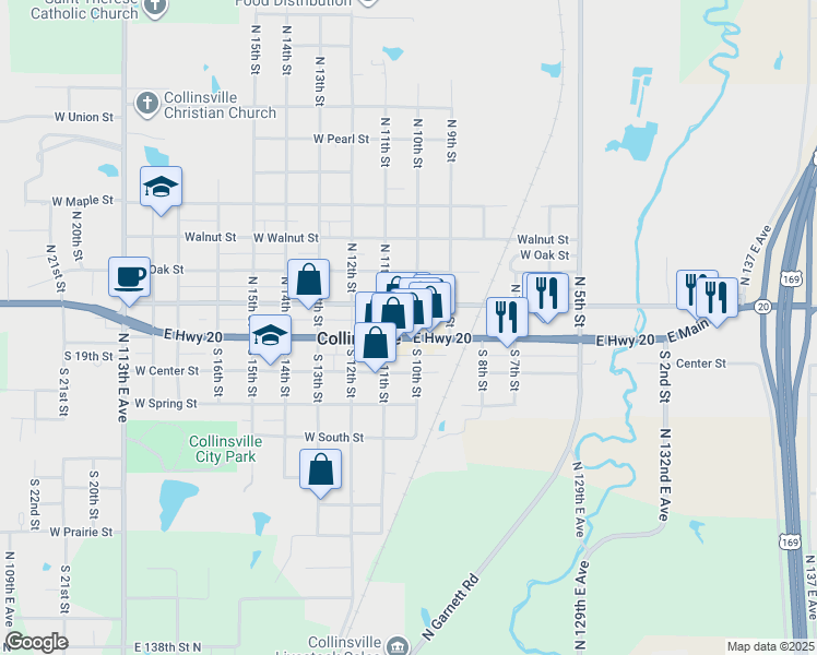 map of restaurants, bars, coffee shops, grocery stores, and more near 1006 West Main Street in Collinsville