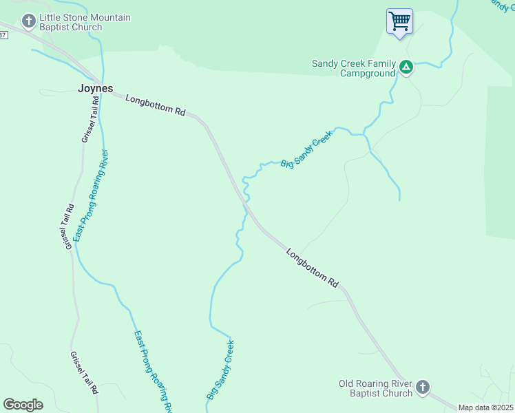 map of restaurants, bars, coffee shops, grocery stores, and more near 13019 Longbottom Road in Traphill