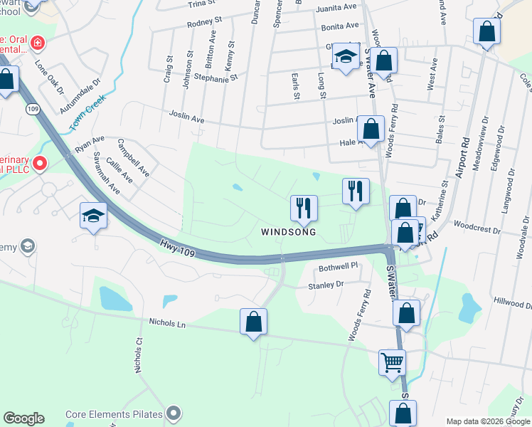 map of restaurants, bars, coffee shops, grocery stores, and more near 1200 South Water Avenue in Gallatin