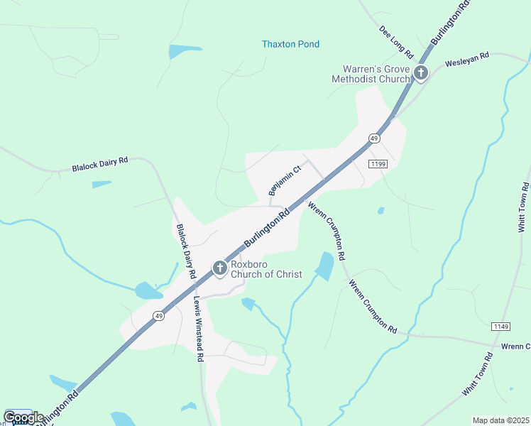 map of restaurants, bars, coffee shops, grocery stores, and more near 75 Esther Road in Roxboro