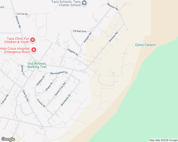 map of restaurants, bars, coffee shops, grocery stores, and more near 501-509 Verde Road in Taos
