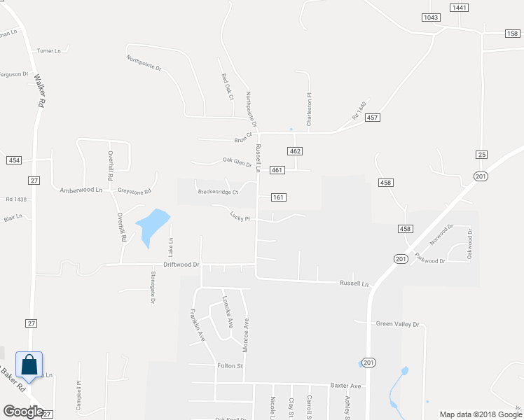 map of restaurants, bars, coffee shops, grocery stores, and more near 2503 Russell Lane in Mountain Home