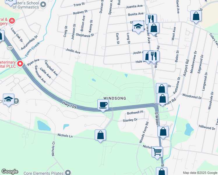 map of restaurants, bars, coffee shops, grocery stores, and more near 1200 South Water Avenue in Gallatin