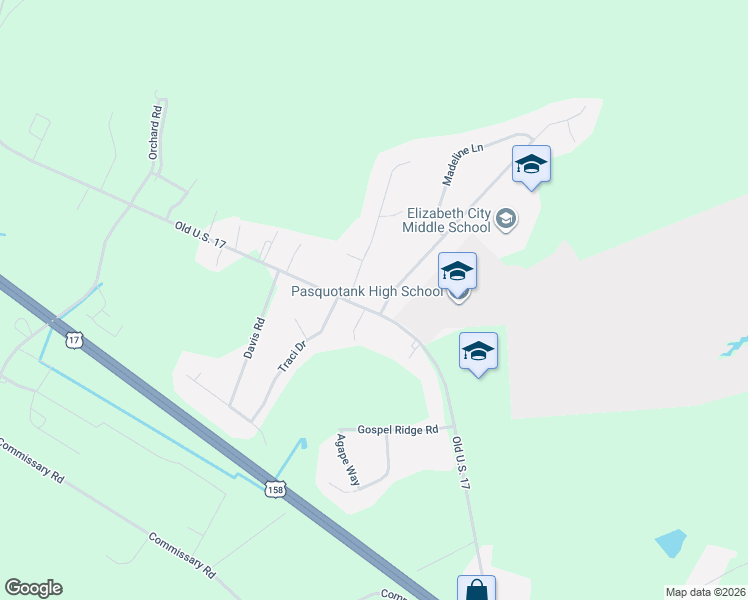 map of restaurants, bars, coffee shops, grocery stores, and more near 1080 Northside Road in Elizabeth City