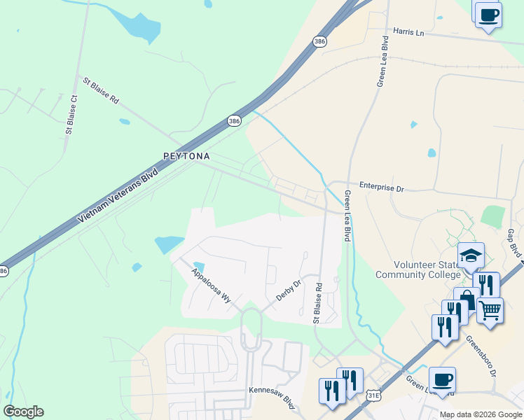 map of restaurants, bars, coffee shops, grocery stores, and more near 289 Saint Blaise Road in Gallatin