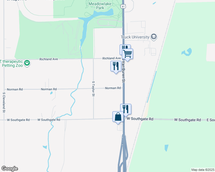 map of restaurants, bars, coffee shops, grocery stores, and more near 1202 Norman Road in Enid