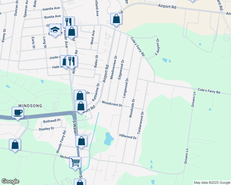 map of restaurants, bars, coffee shops, grocery stores, and more near 1166 Edgewood Drive in Gallatin