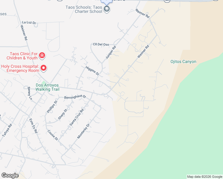 map of restaurants, bars, coffee shops, grocery stores, and more near 501 Verde Road in Taos