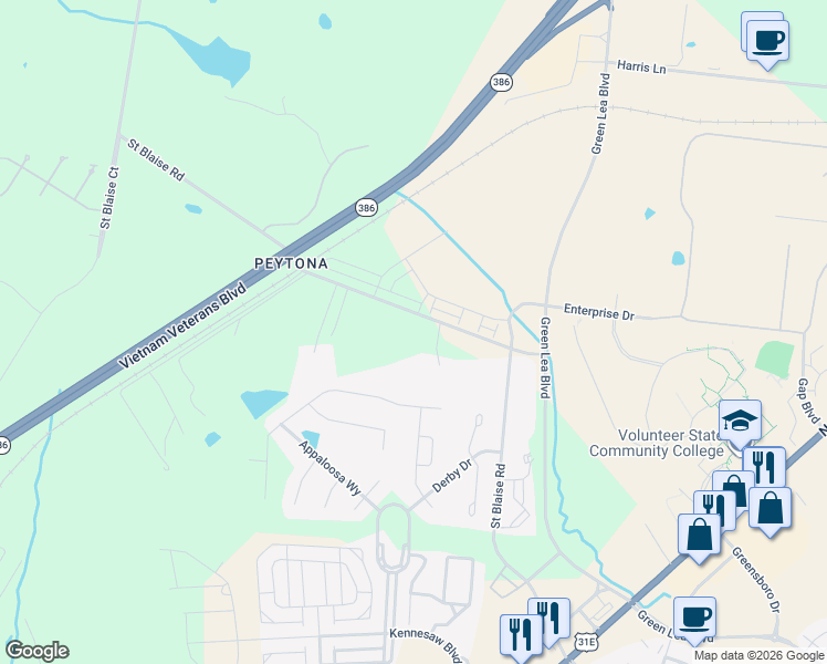 map of restaurants, bars, coffee shops, grocery stores, and more near 289 Saint Blaise Road in Gallatin