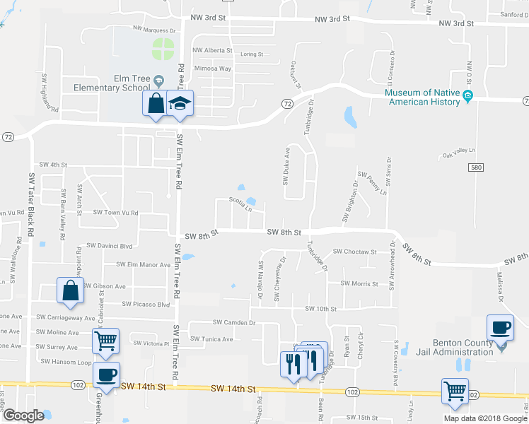 map of restaurants, bars, coffee shops, grocery stores, and more near 698 Picadilly Street in Bentonville