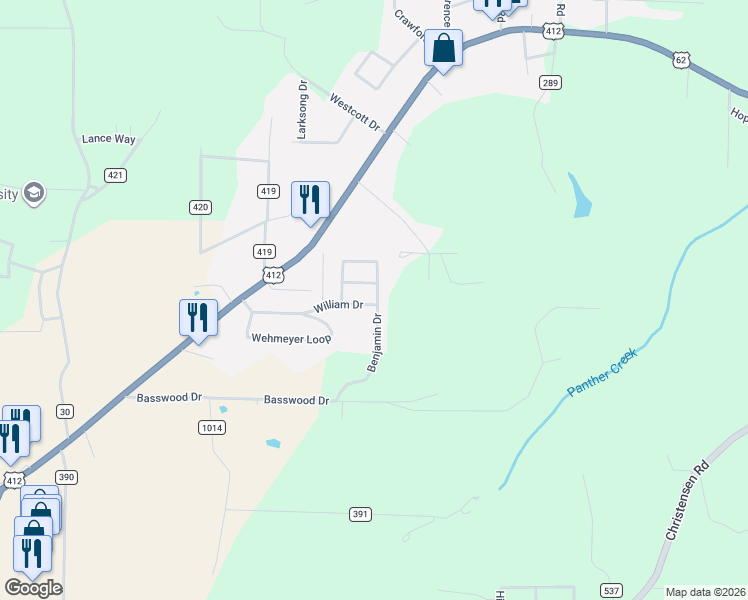 map of restaurants, bars, coffee shops, grocery stores, and more near 3 Grand Children Drive in Mountain Home