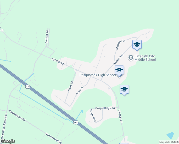 map of restaurants, bars, coffee shops, grocery stores, and more near 1088-1090 Northside Road in Elizabeth City