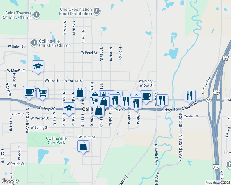 map of restaurants, bars, coffee shops, grocery stores, and more near 922 West Broadway Street in Collinsville
