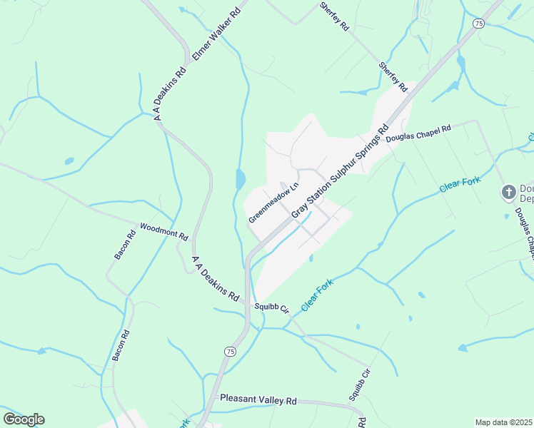 map of restaurants, bars, coffee shops, grocery stores, and more near 130 Greenmeadow Lane in Jonesborough