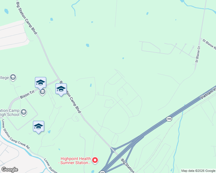 map of restaurants, bars, coffee shops, grocery stores, and more near Big Station Camp Boulevard in Gallatin