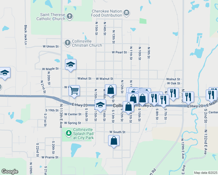 map of restaurants, bars, coffee shops, grocery stores, and more near 1318 West Oak Street in Collinsville