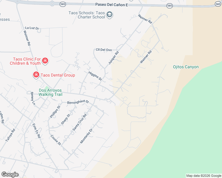 map of restaurants, bars, coffee shops, grocery stores, and more near 1140-1146 Juniper Road in Taos