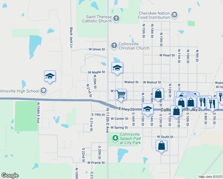 map of restaurants, bars, coffee shops, grocery stores, and more near 1812 West Oak Street in Collinsville