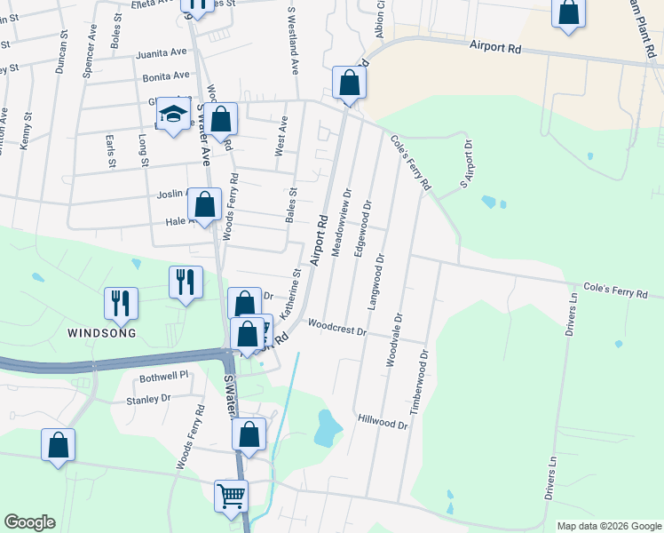 map of restaurants, bars, coffee shops, grocery stores, and more near 1155-1157 Meadowview Drive in Gallatin