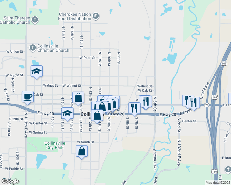 map of restaurants, bars, coffee shops, grocery stores, and more near 829 Walnut Street in Collinsville