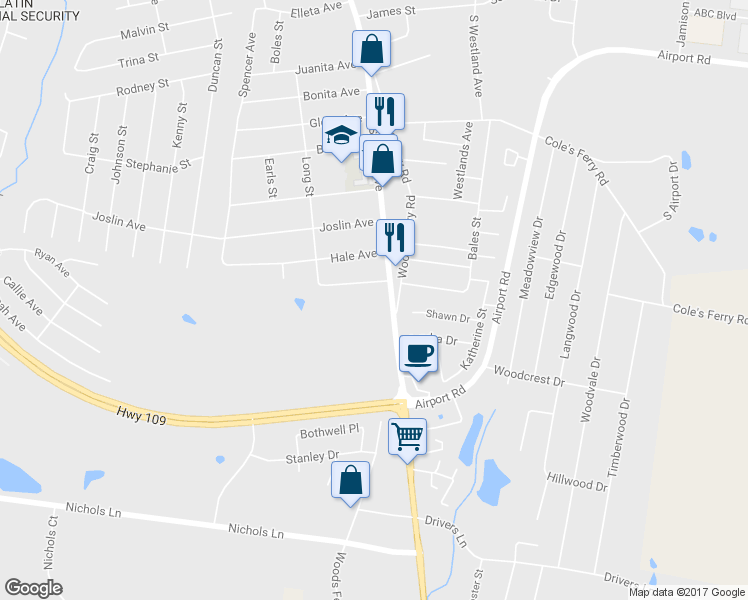 map of restaurants, bars, coffee shops, grocery stores, and more near 1150 South Water Avenue in Gallatin