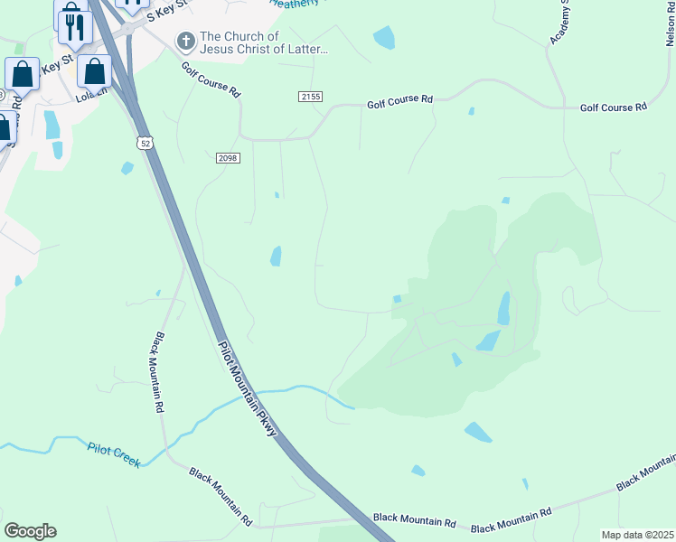 map of restaurants, bars, coffee shops, grocery stores, and more near 275 Club House Drive in Pilot Mountain