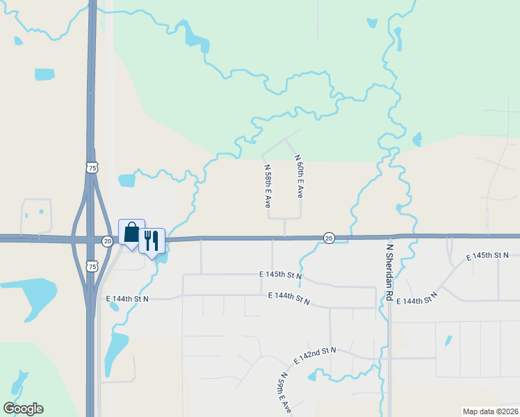 map of restaurants, bars, coffee shops, grocery stores, and more near 14756 North 58th East Avenue in Collinsville