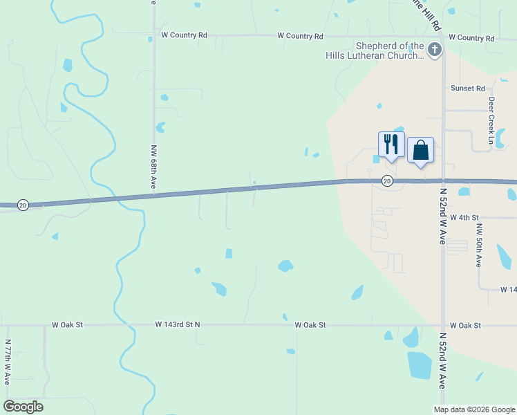 map of restaurants, bars, coffee shops, grocery stores, and more near 6214 /W West C Rogers Boulevard in Skiatook