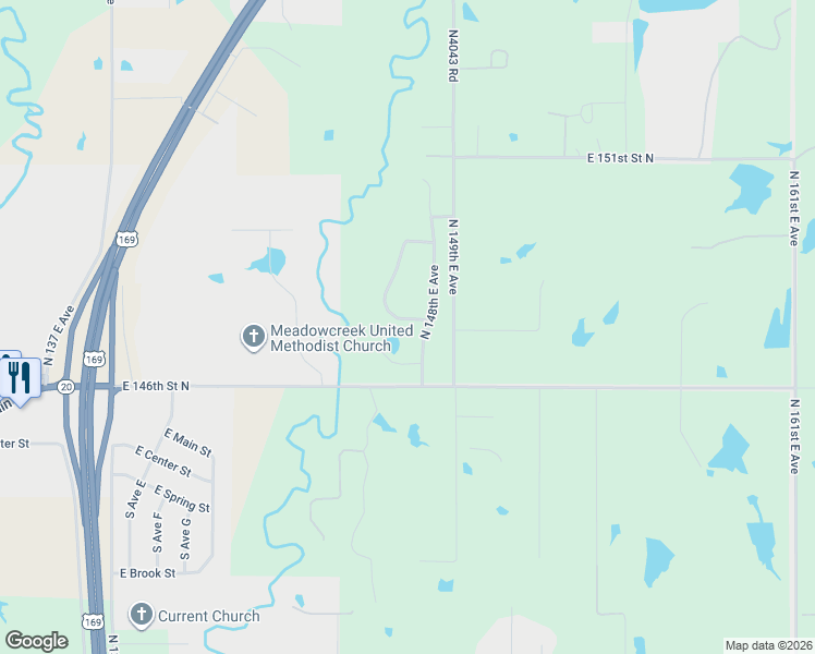 map of restaurants, bars, coffee shops, grocery stores, and more near 14764 East 148th Street North in Collinsville