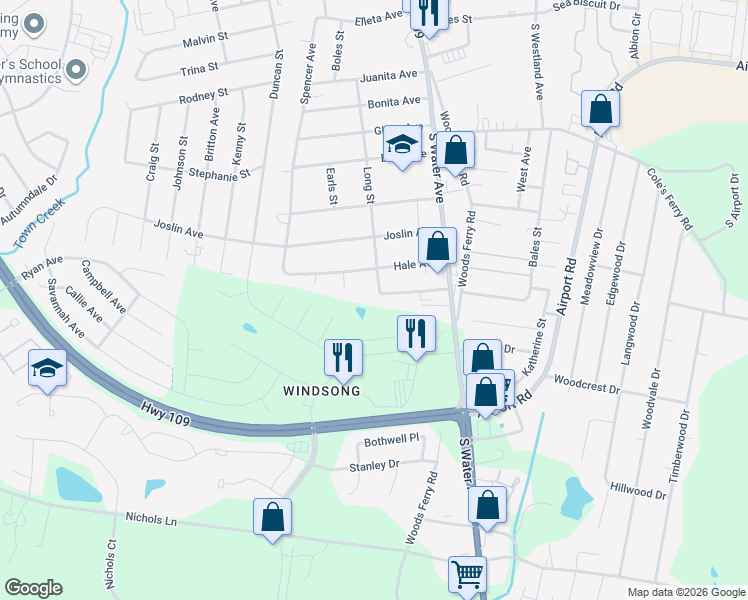 map of restaurants, bars, coffee shops, grocery stores, and more near 171 Hitchcock Avenue in Gallatin