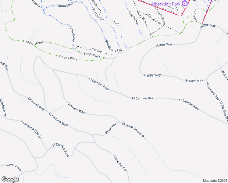 map of restaurants, bars, coffee shops, grocery stores, and more near El Camino Real in Angel Fire