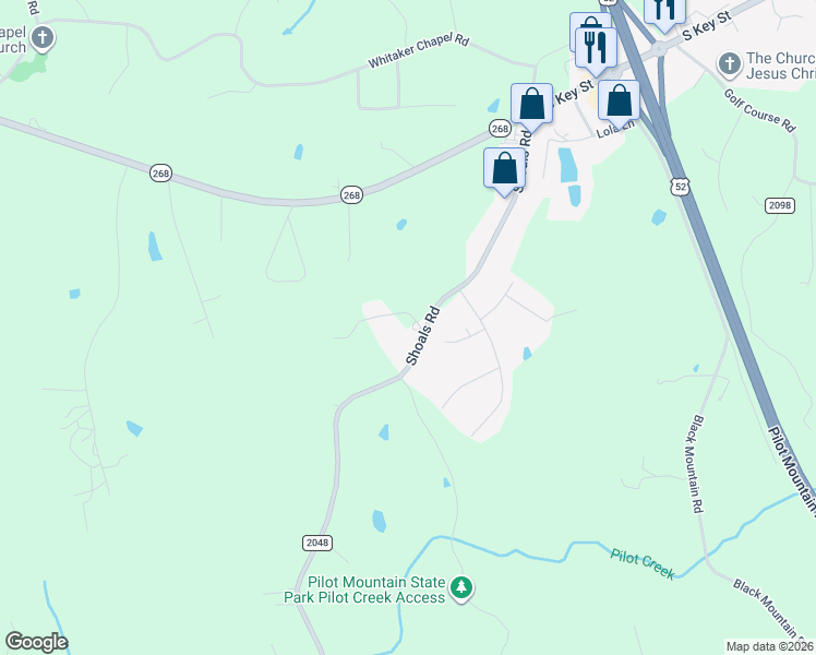 map of restaurants, bars, coffee shops, grocery stores, and more near 155 Downybrooke Lane in Pinnacle