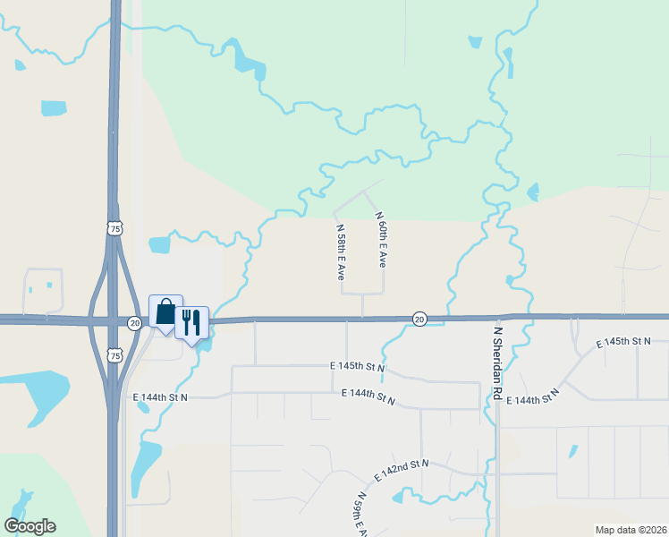 map of restaurants, bars, coffee shops, grocery stores, and more near 14756 North 58th East Avenue in Collinsville