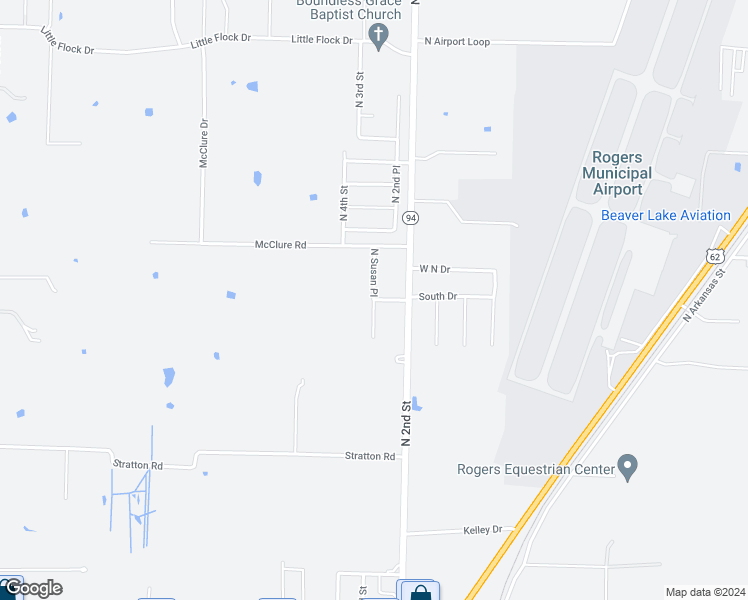 map of restaurants, bars, coffee shops, grocery stores, and more near 3499 North Susan Place in Rogers