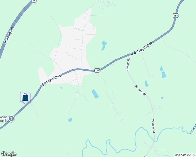 map of restaurants, bars, coffee shops, grocery stores, and more near 184 Grady Road in Reidsville