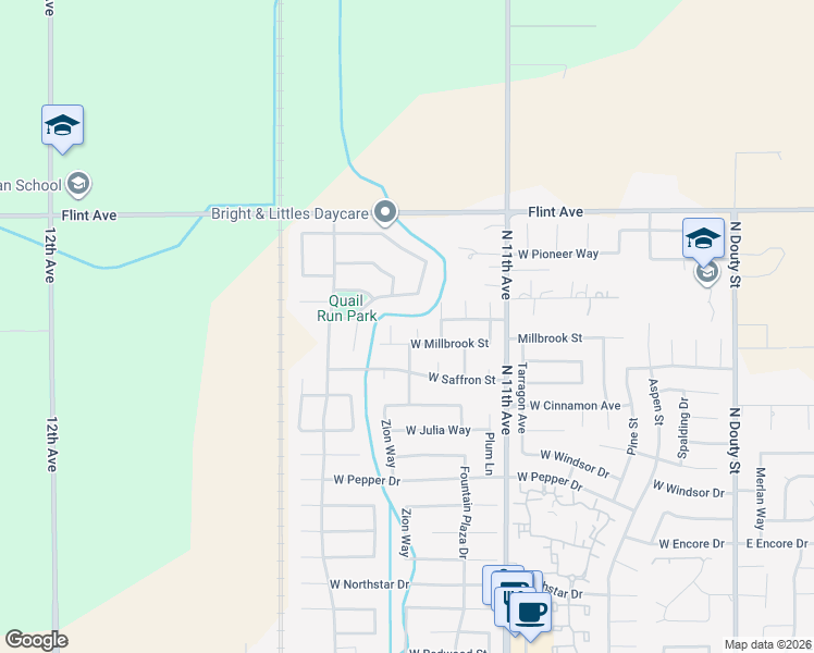 map of restaurants, bars, coffee shops, grocery stores, and more near 3232 Zion Circle in Hanford
