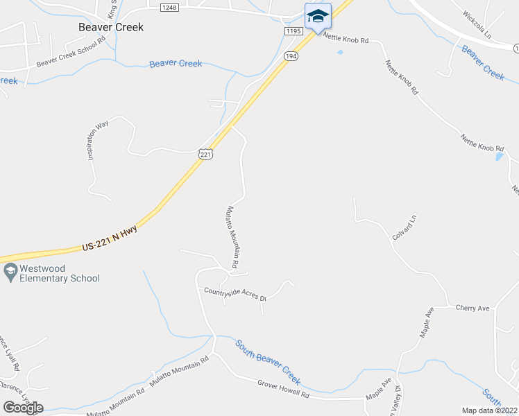 map of restaurants, bars, coffee shops, grocery stores, and more near 383 Mulatto Mountain Road in West Jefferson