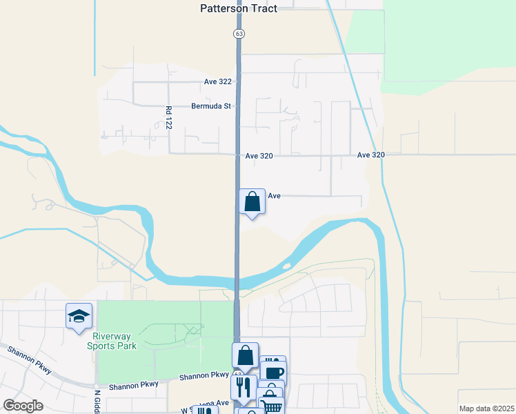 map of restaurants, bars, coffee shops, grocery stores, and more near 12480 Marlin Avenue in Visalia