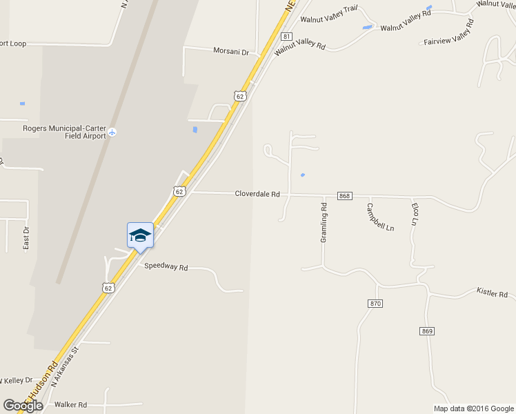 map of restaurants, bars, coffee shops, grocery stores, and more near 1238 Cloverdale Road in Rogers