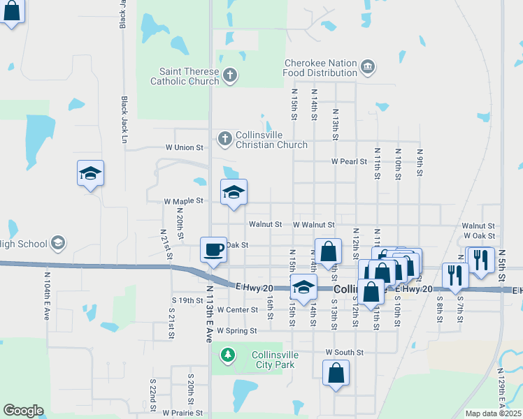 map of restaurants, bars, coffee shops, grocery stores, and more near 1626 West Maple Street in Collinsville