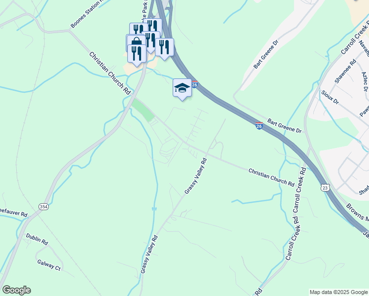 map of restaurants, bars, coffee shops, grocery stores, and more near 112 Surcey Lane in Gray