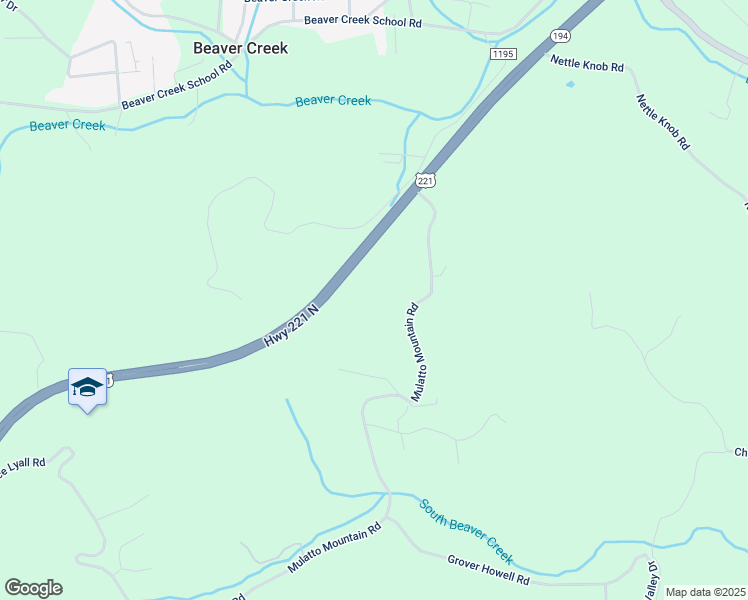 map of restaurants, bars, coffee shops, grocery stores, and more near 138 Mulatto Mountain Road in West Jefferson