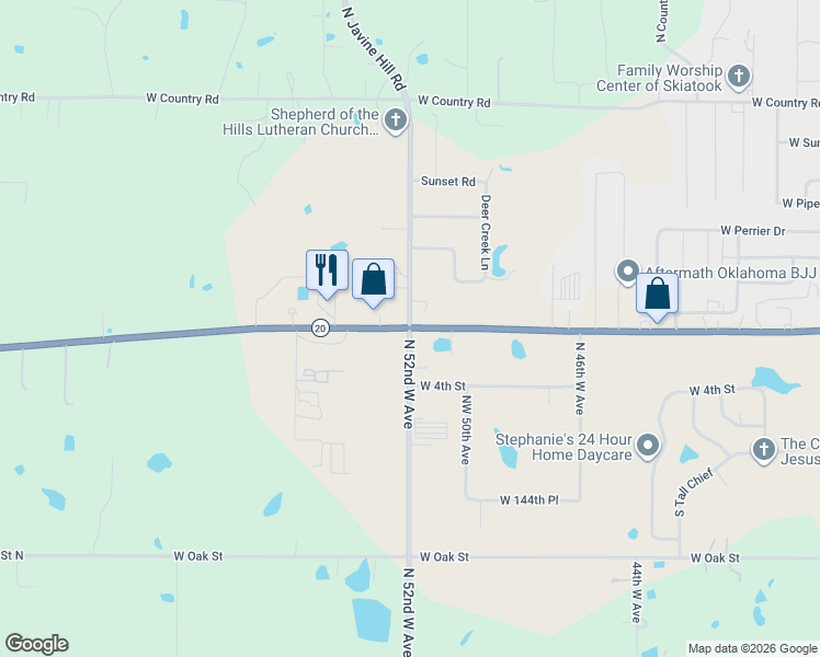 map of restaurants, bars, coffee shops, grocery stores, and more near 5265 West C Rogers Boulevard in Skiatook