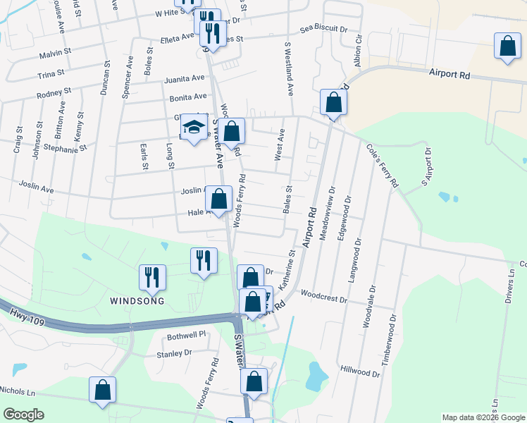 map of restaurants, bars, coffee shops, grocery stores, and more near 1097 Woods Ferry Road in Gallatin
