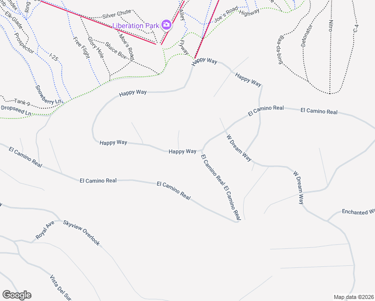 map of restaurants, bars, coffee shops, grocery stores, and more near Happy Court in Angel Fire