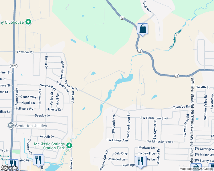 map of restaurants, bars, coffee shops, grocery stores, and more near 740 Gower Court in Bentonville