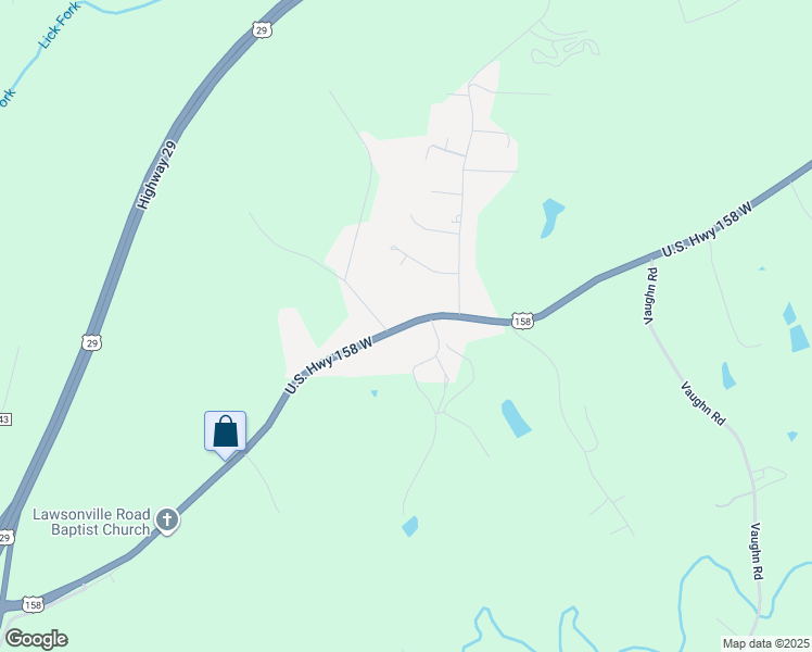 map of restaurants, bars, coffee shops, grocery stores, and more near 3219 U.S. Highway 158 West in Reidsville