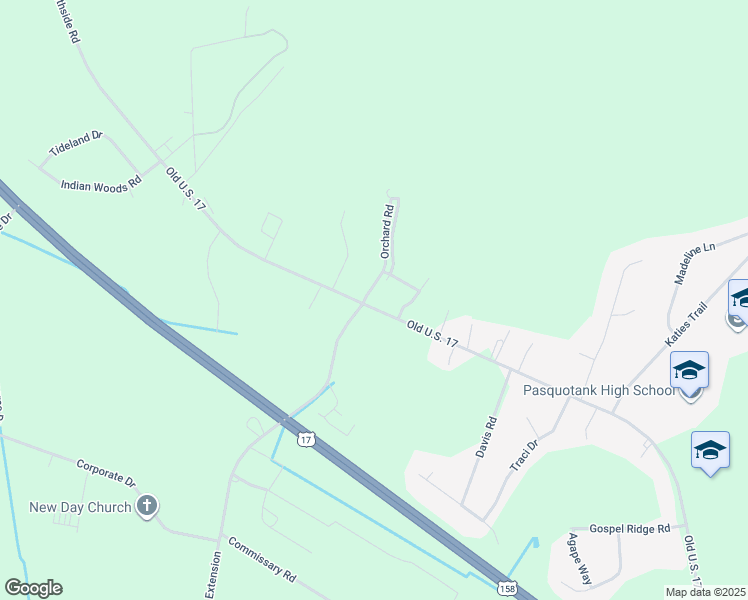 map of restaurants, bars, coffee shops, grocery stores, and more near 1138 Northside Road in Elizabeth City