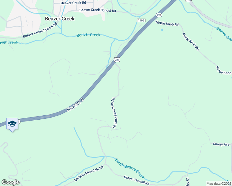 map of restaurants, bars, coffee shops, grocery stores, and more near 314 Mulatto Mountain Road in West Jefferson